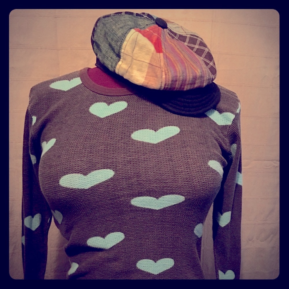 Blue Collar Girl...Turquoise Hearts/Brown Thermal